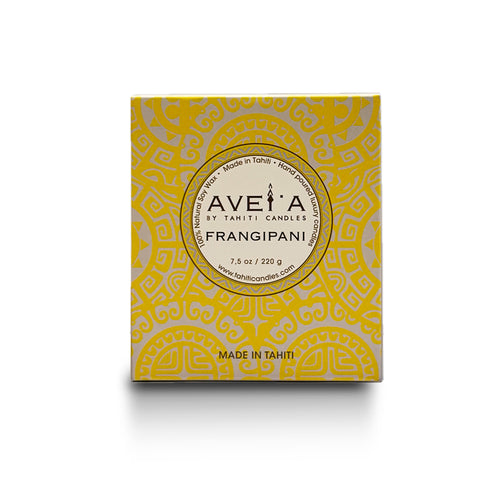 Boîte bougie Frangipani 220g vue de face