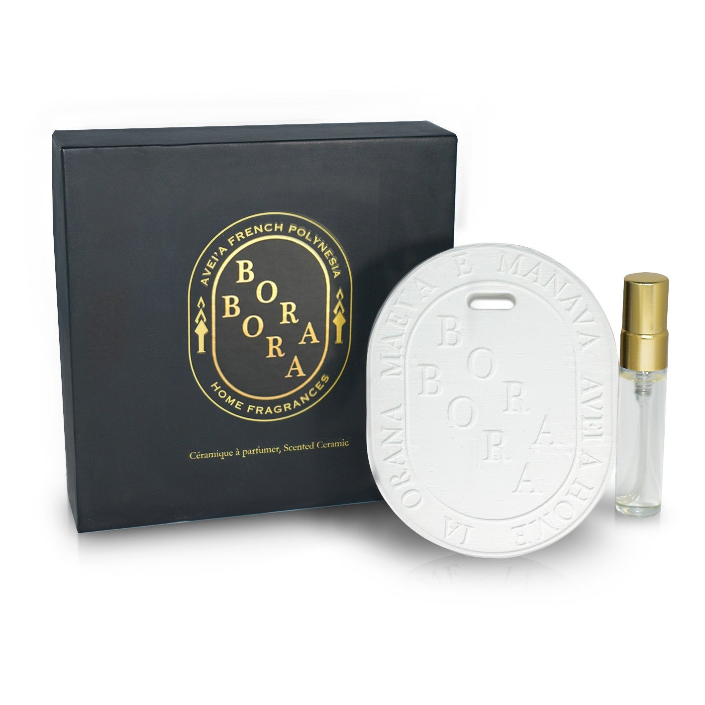 Céramique à parfumer Bora Bora avec boîte et vaporisateur - Galet diffuseur