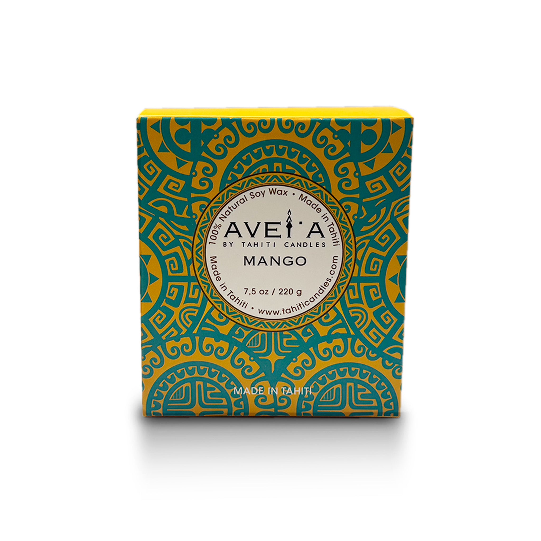 Boîte bougie Mango 220g vue de face
