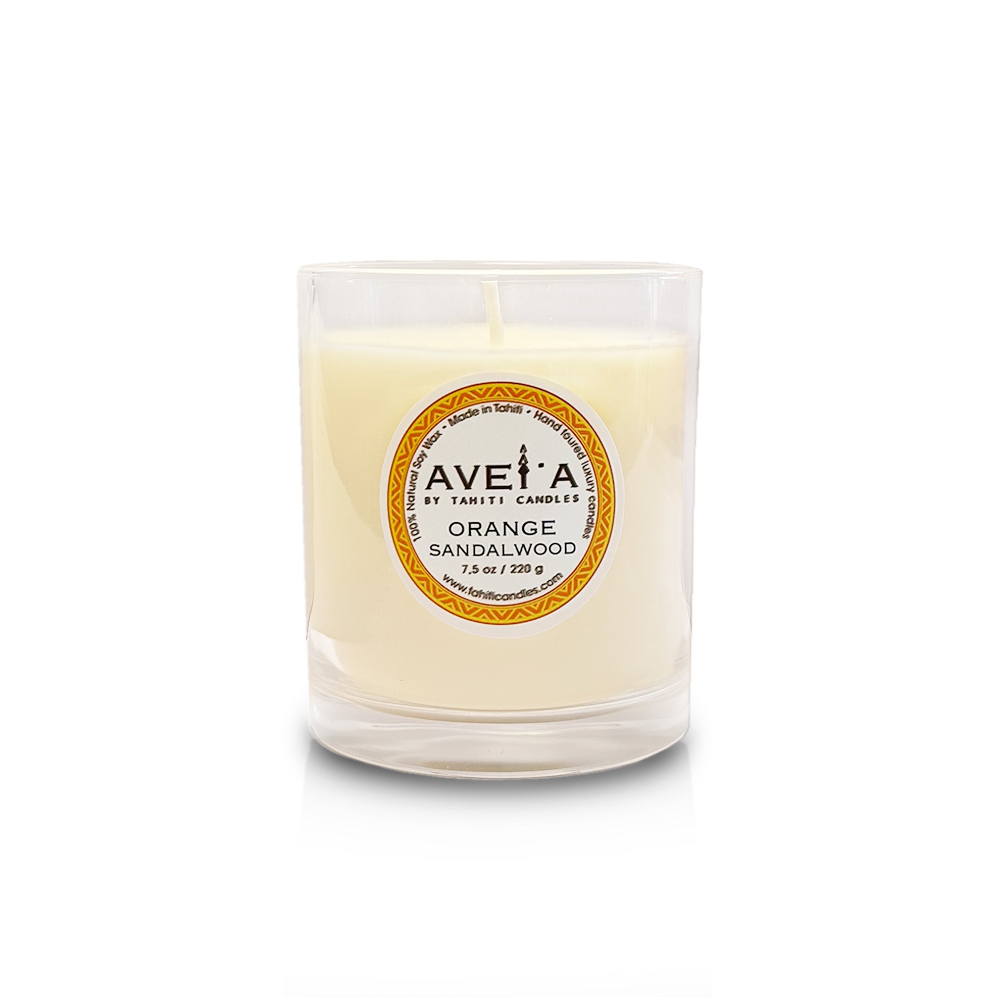 Bougie Orange Sandalwood 220g en pot blanc