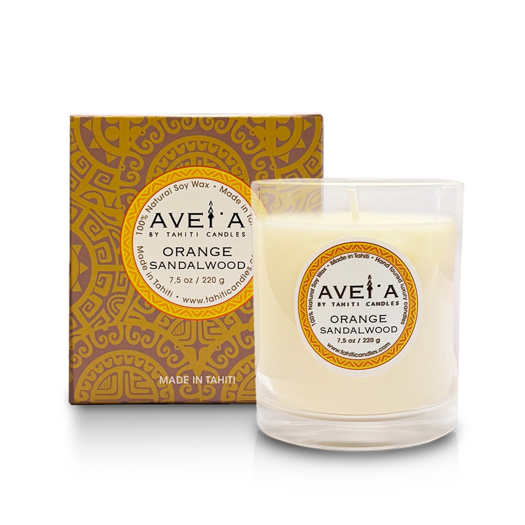 Bougie parfumée Orange Sandalwood 220g avec boîte - Fragrance orange bois de santal