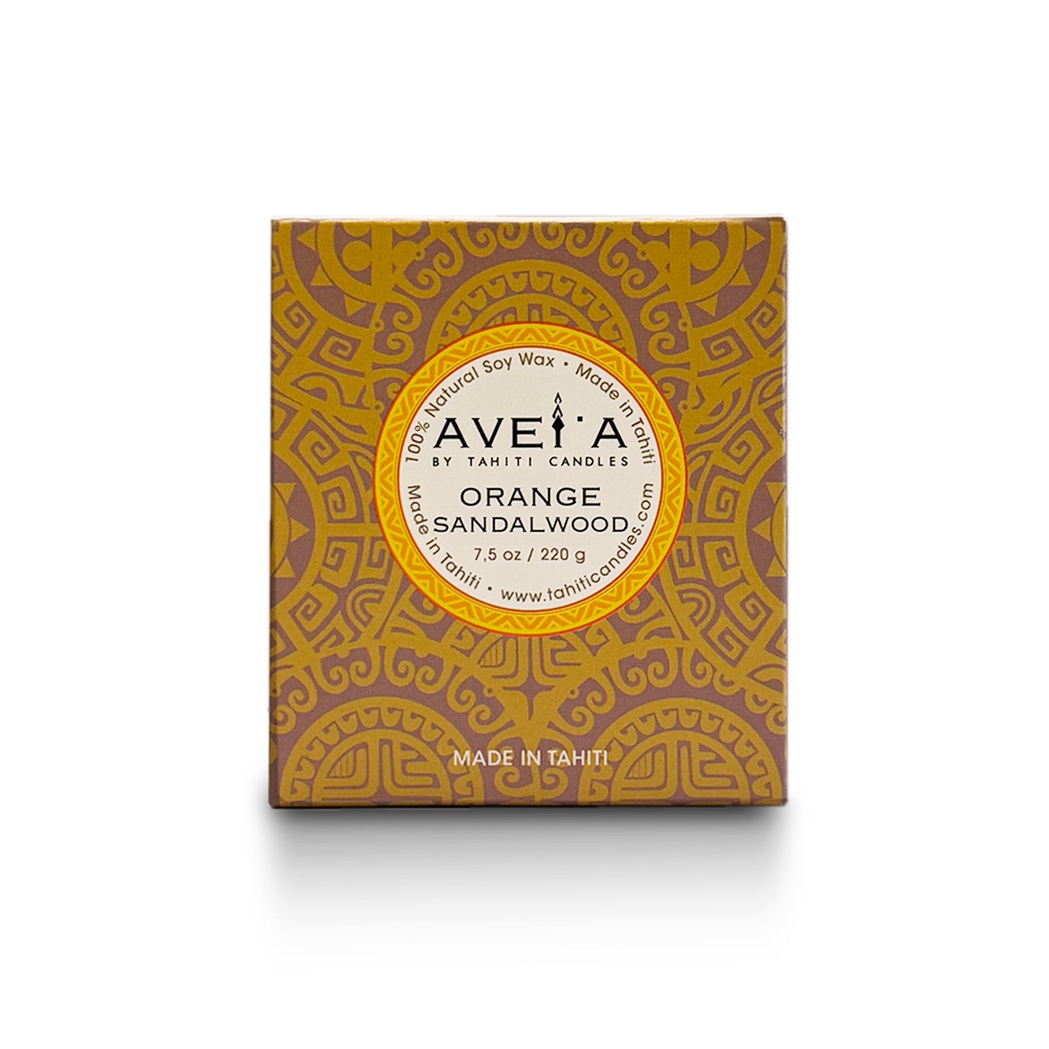 Boîte bougie Orange Sandalwood 220g vue de face