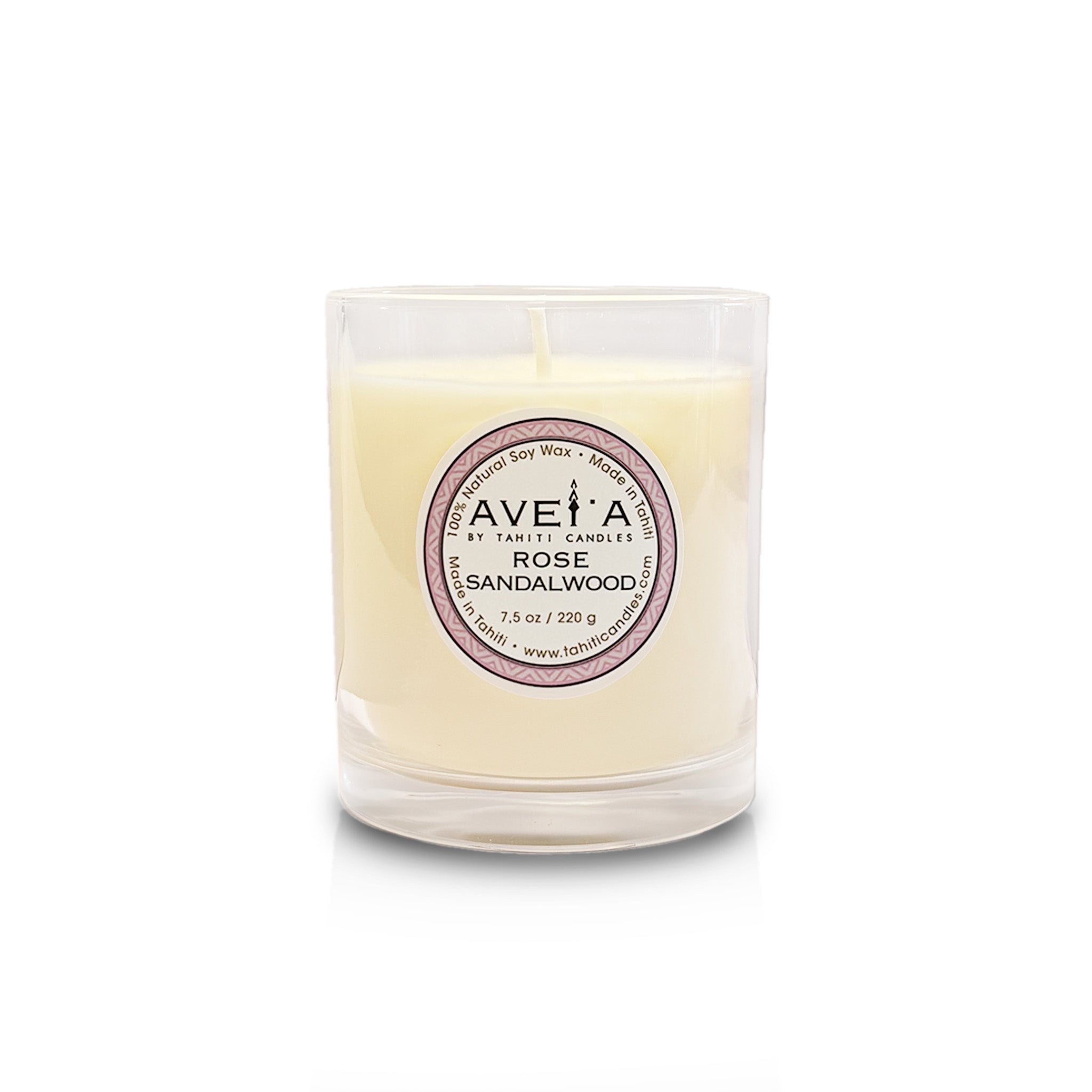 Bougie Rose Sandalwood 220g en pot blanc