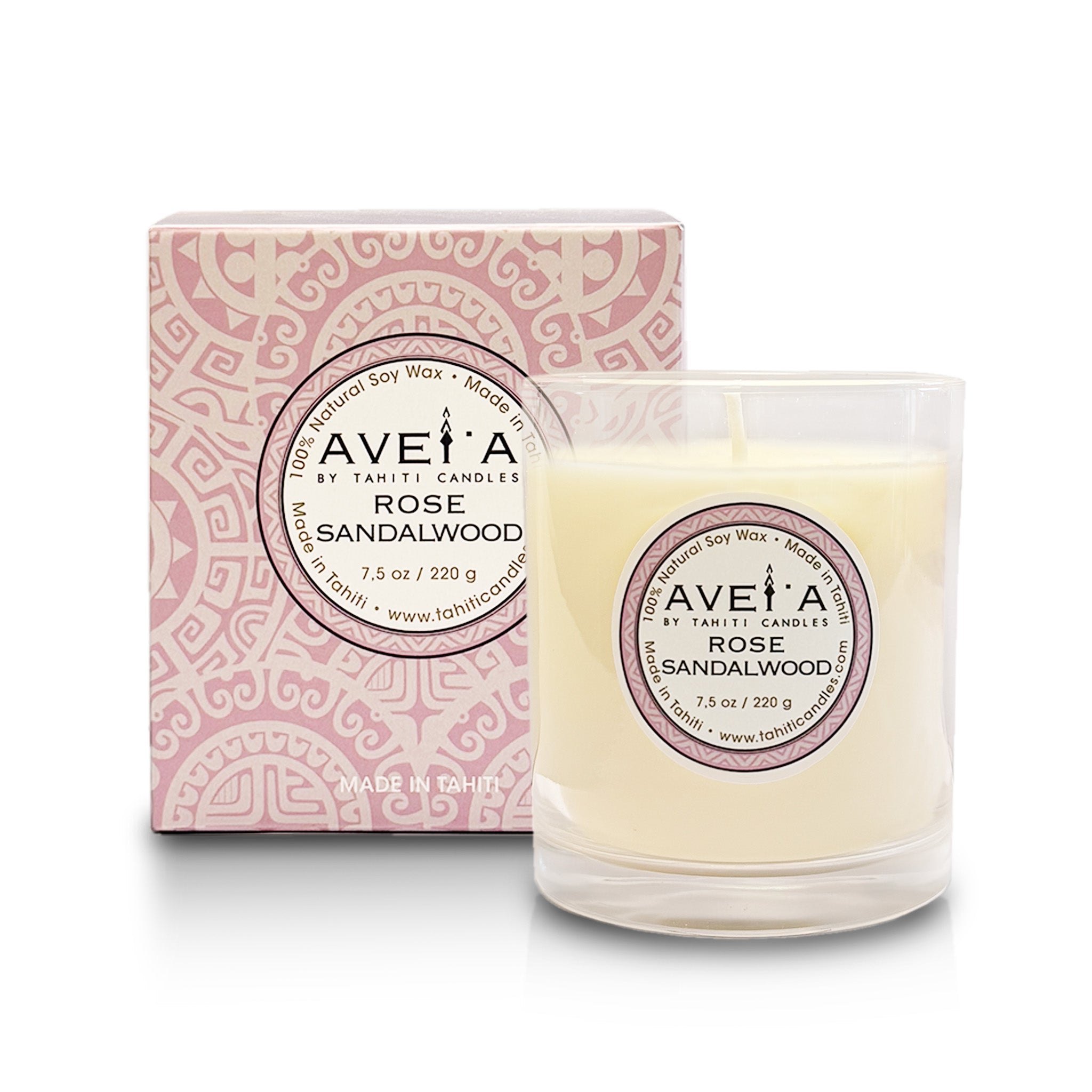 Bougie parfumée Rose Sandalwood 220g avec boîte - Fragrance rose bois de santal