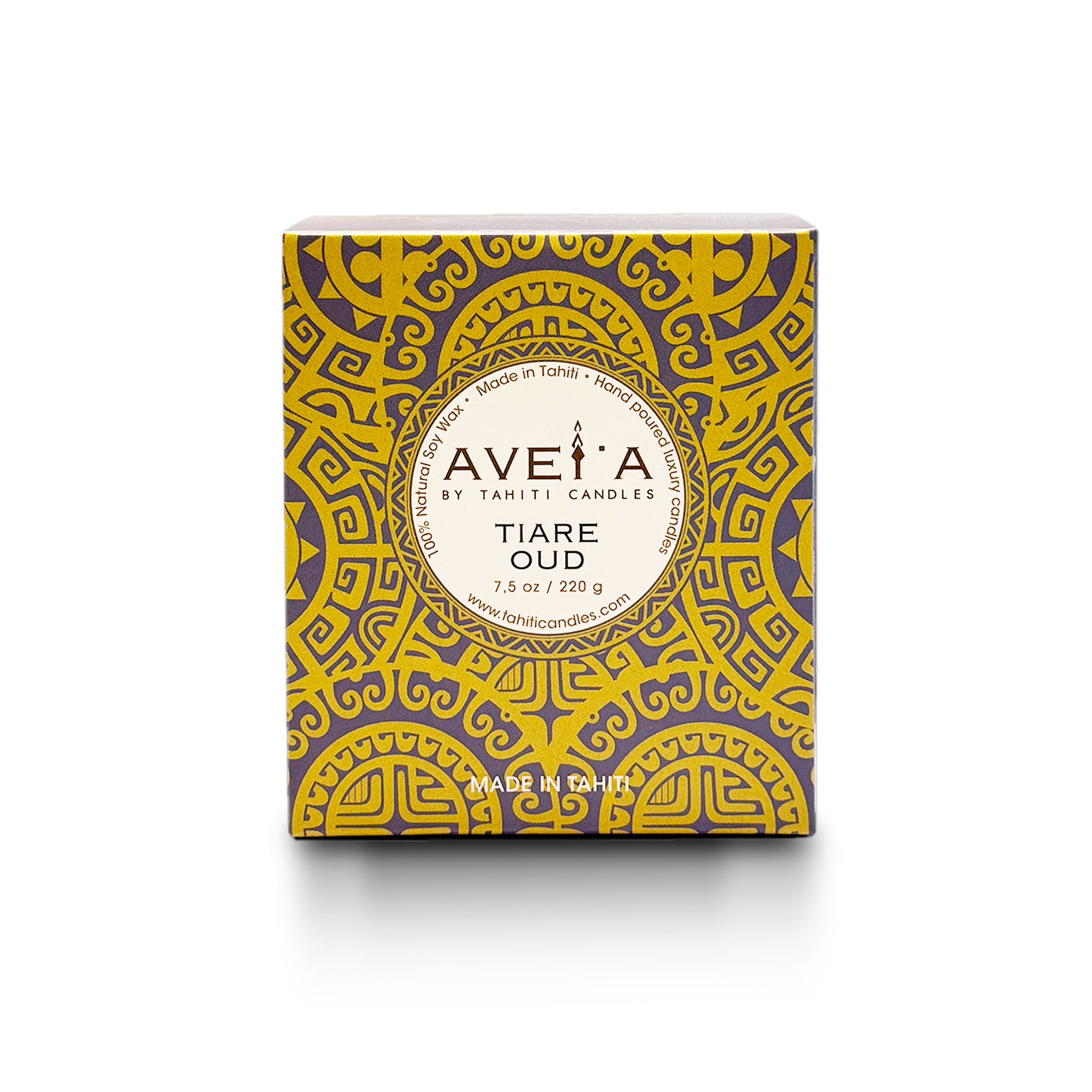Boîte bougie Tiare Oud 220g vue de face
