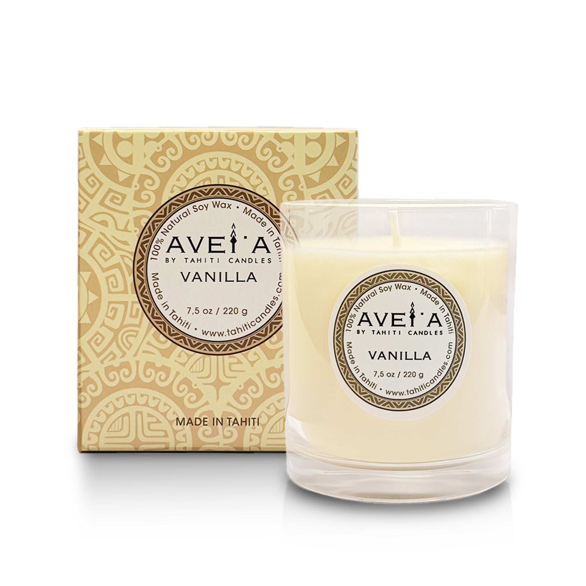 Bougie parfumée Vanilla 220g avec boîte - Fragrance vanille naturelle
