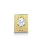 Boîte de bougie Tahiti Candles Neroli Bergamot 80g avec motifs polynésiens dorés et étiquette artisanale