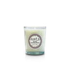 Bougie parfumée Tahiti Candles Rose Sandalwood 80g en cire naturelle dans un verre minimaliste avec étiquette artisanale