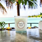 Bougie parfumée Tahiti Candles White Tea Ginger en cire végétale dans un pot en verre élégant de 80g